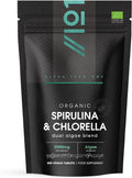 Organic Spirulina & Chlorella 2000mg - 300 Tablets - Broken Cell Wall - Cold Pressed Pure Supplement with No Additives (75 Day Supply)